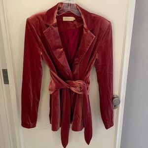 CHOOSY blush pink velvet blazer size 2